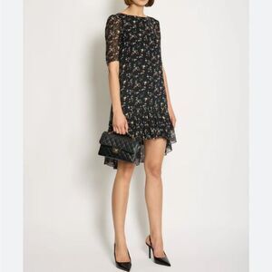 NWT Saint  Laurent Black  floral Dress